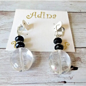 Adina Black and Clear Glass Beaded Earrings